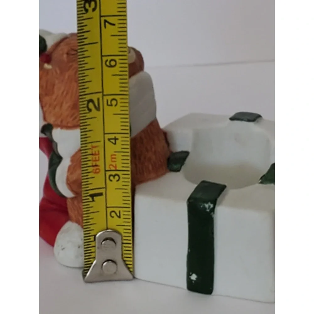 Vintage Giftco Inc Christmas Teddy Bear Ceramic Votive Candle Holder Presents